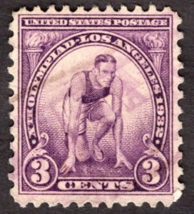 1932, US 3c, Runner at Starting Mark, Used, purple cancel, Sc 718