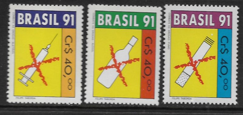 BRAZIL   2309-2311 MNH  FIGHT AGAINST DRUGS SET 1991