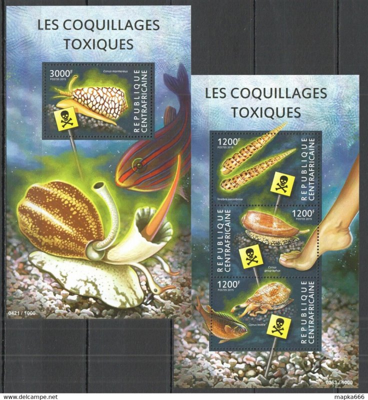 2015 Central Africa Fauna Marine Life Toxic Seashells Kb+Bl ** Ca302