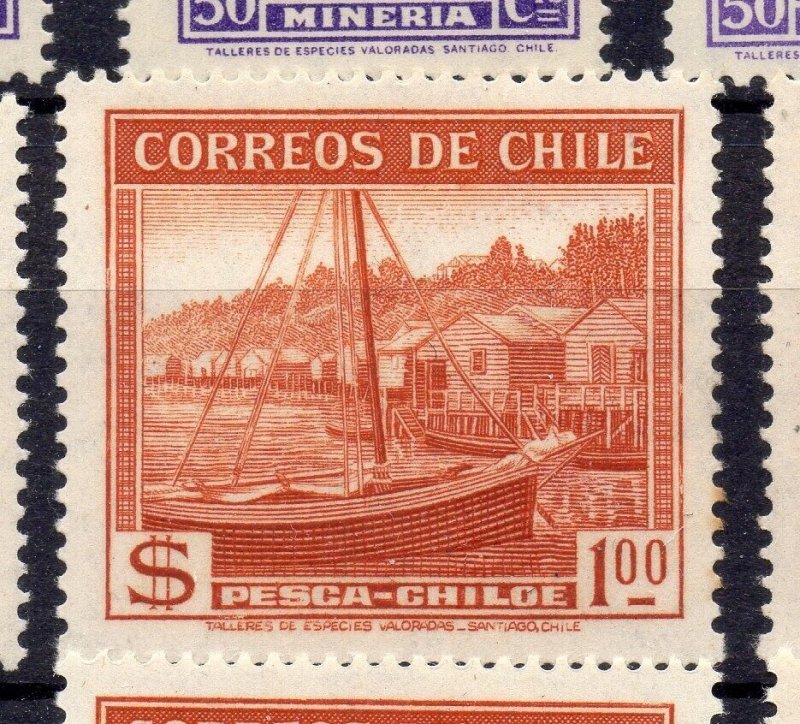 Chile 1930s pictorial  Early Issue Fine Mint Hinged Shade $1. NW-12794