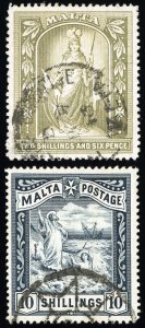 Malta Stamps # 17-18 Used VF Scott Value $93.00