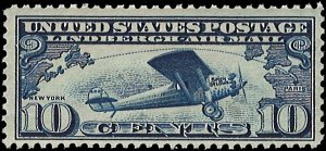 U.S. Scott # C10  1927 10c ind  Lindberghs Monoplane  mint-nh-f