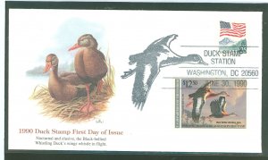 US RW57 1990 $12.50 Black-Bellied Whistling Duck/US Department of the Interior on an unaddressed first day cover with a Fleetwoo