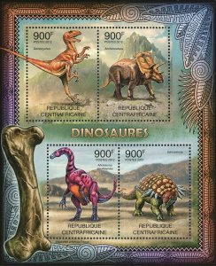 Dinosaurs Stamp Deinonychus Edmontonia Anchiceratops Allosaurus S/S MNH #3652