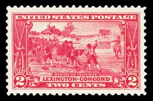 Scott 618 2c Lexington Concord Issue Unused XF Regummed