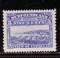 Newfoundland Sc 91a 1910 5c Cupids stamp mint perf 12