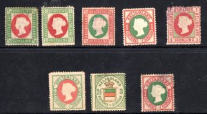 HELIGOLAND 1864-1875 SELECTION OF 7 UNUSED & 1 USED S.G. F10 S.G. 8 USED