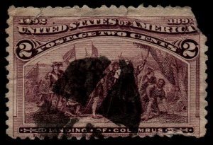 U.S. Scott #231: 1893 2¢ Columbian, Used, Ave., FAULTS