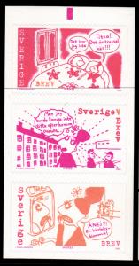 Sweden 2002 MNH Scott #2429 Booklet pane of 3 (5k) 'Love and Miss Terrified' ...