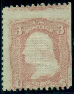 US #88, 3¢ rose, E Grill, og, VLH, mis-cut, very fresh, Scott $1,050.00