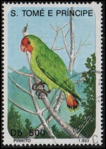 St Thomas & Prince 1115 - Cto - 500d Red-headed Lovebird (1993)  (cv $3.50)
