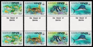 Kiribati Scott 587-590 Gutter Pairs (1992) Mint NH VF C