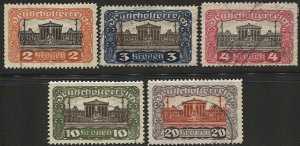 AUSTRIA 1919-20  Sc 219,221-22,225-26 Used Buildings, VF