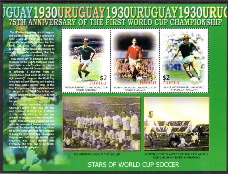 TUVALU 974-975 S/S MNH SCV $15.25 BIN $9.25 WORLD CUP SOCCER