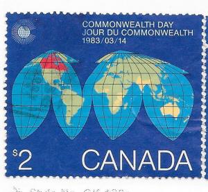 Canada #977  $2 Map of the Globe (U) CV $3.75