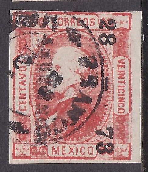 MEXICO 1873 25c imperf fine used ..........................................A2418