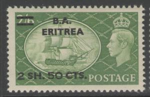 B.O.I.C.-ERITREA SGE30 1951 2s50 on 2/6 YELLOW-GREEN MTD MINT