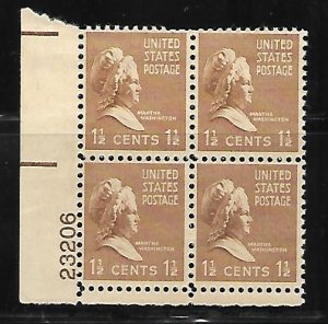 #805 Presidential  Lower Left Plate Block #23206 F VF NH  SCV=$.50