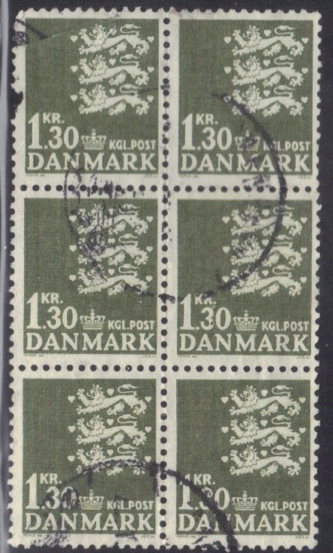 DENMARK SC# 398 BK of 6 USED 1.32k 1965   SEE SCAN