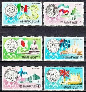 Sharjah, Mi cat. 496-501 A. History of Olympics issue. ^