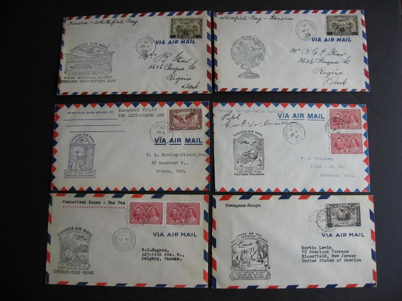 Canada 6 old FFC (First Flight Covers) from collection