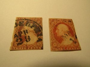 US Stamps,Set of 2 Stamps, Scott.# 10a used, Mixed condition, some imperfections