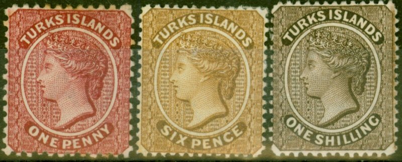 Turks & Caicos Is 1887-89 set of 3 SG58-60 Fine Lightly Mtd Mint