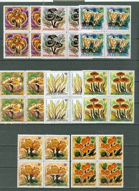 RWANDA 1980 MUSHROOMS #975-982..SET BLKS...MNH...$124.00