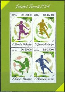 SAO TOME 2014 BRAZIL WORLD CUP SOCCER SHEET MINT NH