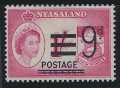 Nyasaland SG 193  SC# 117  MH   Revenue Stamp Opt POSTAGE  see details 