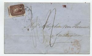 1857 #12 5 cent 1851 New Orleans to Netherlands (2 reported) with cert [y4018]