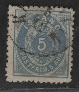 $Iceland Sc#8 used F-VF, Cv. $1000