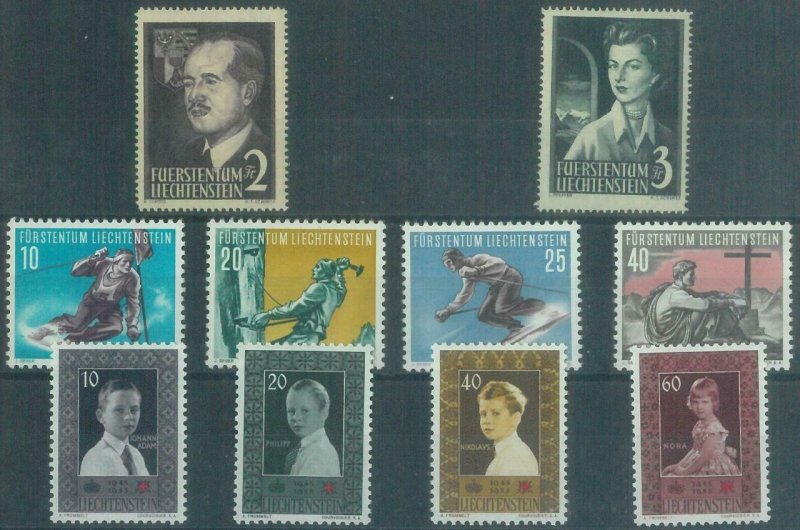 88228 - LIECHTENSTEIN - STAMPS -  COMPLETE YEAR stamp set: 1955  MNH 10 stamps