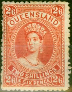 Queensland 1886 2s6d Vermilion SG158 Fine Lightly Used 