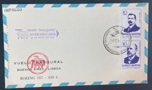 1967 Buenos Aires Argentina First Flight Airmail Cover To Lisbon Portugal TAP