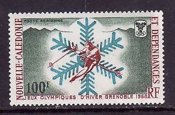 New Caledonia-Sc#C56-Unused NH airmail set-Sports-Olympics-Snow Flake-Skier-Gren