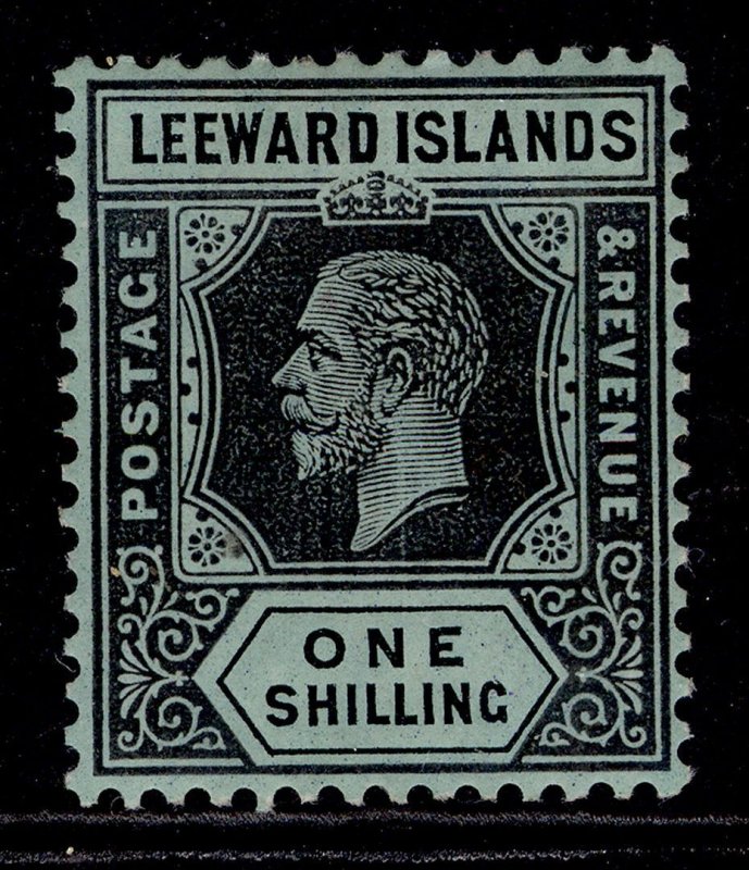 LEEWARD ISLANDS GV SG54a, 1s black/green white back, M MINT. Cat £90.