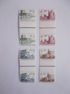 GB 1988 Castle High Values £1-£5 Set in Vertical Cross Unfolded Gutter Pairs U/M