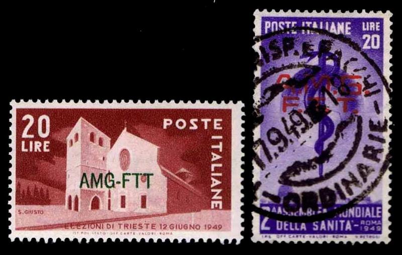 1949 ITALY - TRIESTE #47 & 49 WATERMARK #277 - NEW & USED - VF - $24.00 (E#1492)