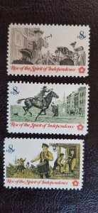 US Scott # 1477-1479; Three 8c Communications from 1973; MNH, og, F/VF cent.