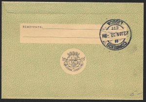 CAPE VERDE Aerogramme 5E Building 1952 Praia cancel to Portugal!