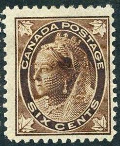 Canada #71, 6c Queen Victoria, Mint Hinged