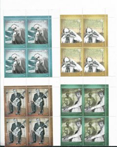 ARGENTINA 2002 MUSICIAN FOLKLORISTS 4 VALUES IN BLOCKS OF FOUR MNH 