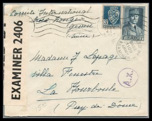 Algeria Algerie 1943 Censored Cover from Croix Rouge Red Cross�