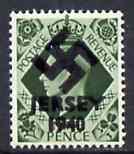 Jersey 1940 Swastika opt on Great Britain KG6 9d olive-green