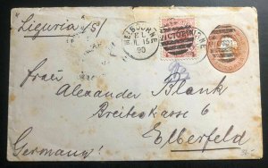 1890 Melbourne Australia Postal Stationary Cover To Elberfeld Germany