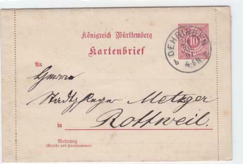 germany  wurttemburg 1901  stamps letter card   ref r14362