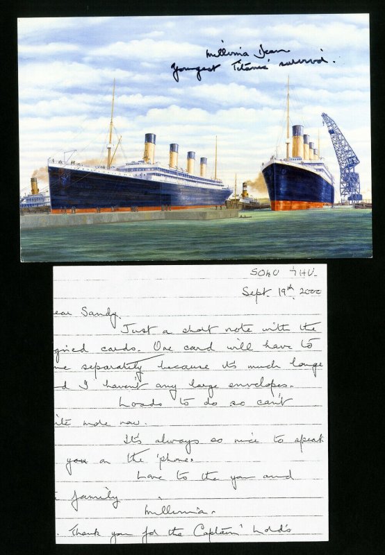 Titanic Lot of 4 Survivor Signed Postcards w/ Certificate