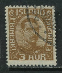 Iceland 1920 3 aurar bister brown used
