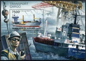 Burundi 2012 MNH Cargo Transport Stamps Ships Angeln Nautical 1v S/S